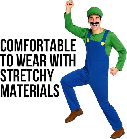 Morph Mens Plumber Costume, Green Plumber Brother Costume Mens, Halloween Costumes for Men in Saudi Arabia