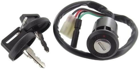 Ignition Key Switch Compatible with Honda TRX200D TRX 200D Fourtrax ATV 1991-1997 5100-HM8-000, 35100-HN6-A30 Four Wires, Three Pin Connector, Two Keys Included in Saudi Arabia