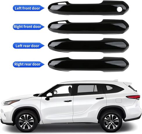 Car Door Handle Cover for Toyota RAV4 2019-2025，Highlander 2020-2025，Crown 2023-2025 Hybrid Auto Exterior Accessories Handle Protectors Covers Wrap Decoration ABS Gloss Black in Saudi Arabia