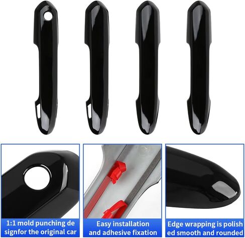 Car Door Handle Cover for Toyota RAV4 2019-2025，Highlander 2020-2025，Crown 2023-2025 Hybrid Auto Exterior Accessories Handle Protectors Covers Wrap Decoration ABS Gloss Black in Saudi Arabia