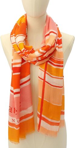 kate spade new york Women's Ocean Stripe Viscose Oblong Scarf, Stylish & Lightweight Fashion Accessory in Kuwait