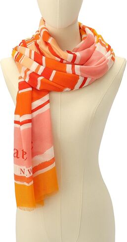 kate spade new york Women's Ocean Stripe Viscose Oblong Scarf, Stylish & Lightweight Fashion Accessory in Kuwait
