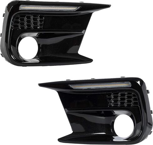 إطار مصابيح الضباب ECOTRIC مع ضوء ضباب LED متوافق مع 18-21 Subaru WRX STI White DRL & Amber Turn Signal Fog Lamp غطاء الكسوة لاستبدال 57731VA380 57731VA390 in Saudi Arabia