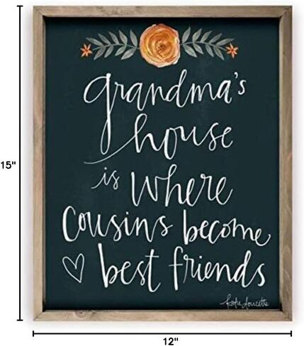 MRC Wood Products Grandma's House Is Where Cousins Become Best Friends Rustic Wall Sign 12x15 (Frame Included) in Saudi Arabia