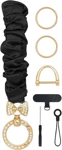 Dazzling Rhinestone Keychain Wristlet, Stretchy Sparkling Key Chain for Car Keys, Wrist Lanyard Bracelet for Women Men in Saudi Arabia