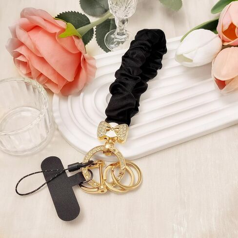 Dazzling Rhinestone Keychain Wristlet, Stretchy Sparkling Key Chain for Car Keys, Wrist Lanyard Bracelet for Women Men in Saudi Arabia