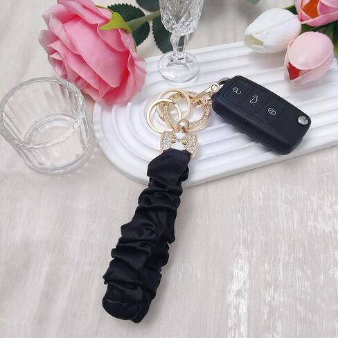Dazzling Rhinestone Keychain Wristlet, Stretchy Sparkling Key Chain for Car Keys, Wrist Lanyard Bracelet for Women Men in Saudi Arabia