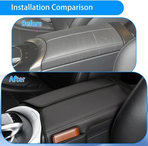 Center Console Cover Waterproof Leather Armrest Console Compatible with Benz C-Class W205 C200 C250 C300 2015-2021 / GLC Class 2016-2022 / EQC 2019-2024 Armrest Console Cover with Storage(Black) in Saudi Arabia
