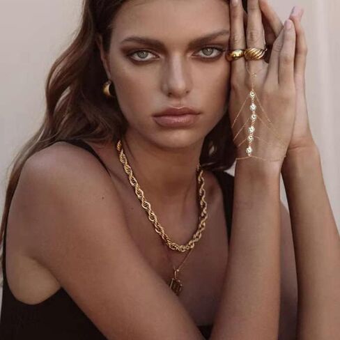 2 Pieces Finger Ring Bracelet Rhinestone Hand Harness Chain Bracelet for Women in Saudi Arabia