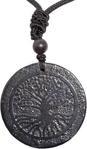 RICHRAIN Shungite قلادة Shungite Stone قلادة كريستال حماية بلورات الشفاء للنساء والرجال in Kuwait