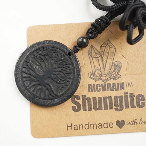 RICHRAIN Shungite قلادة Shungite Stone قلادة كريستال حماية بلورات الشفاء للنساء والرجال in Kuwait