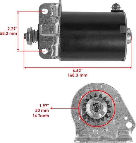 Caltric Starter Motor Compatible with John Deere Z425 / Z435 / Z445 / Z465 / Z315E / Z325E / Z335E / Z335M / Z345M / Z345R / 16 Teeth Improved Steel Gear in Saudi Arabia