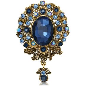 Pendant Brooch Vintage Glass Pendant Brooch Women's Rhinestone Alloy Brooch Vintage Fashion Corsage Gold Colored Flower Brooch Pin Suitable for Dress Formal Wear, Metal, no gemstone in Kuwait