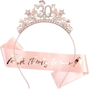 16th/30th Birthday Sash and Tiara 16th/30th Birthday Gifts for Her, 16th/30th Birthday Decorations for Women, Princess Crown Hair Accessories for Women Happy Birthday Party Favors
