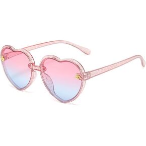 Heart Sunglasses for Toddler Girls,Shiny Cute Fashion UV400 Protection Love Heart Shaped Sunglasses