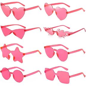 SUNOVELTIES 8 Mixed Style Rimless Sunglasses Retro Colored Party Glasses for Bachelor Party Photoshoot Costume Accessories