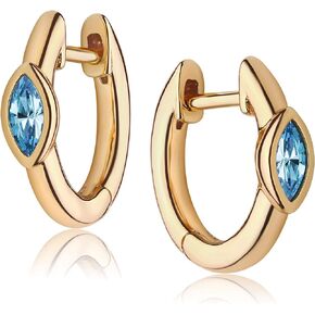 Mevecco Women Gold Huggie Hoop Earrings 18K Gold Plated Ear Stud Cuff Diamond Red Green CZ Turquoise Inlay Half Sleeper Tiny Boho Beach Simple Mini Cute Delicate Handmade Hypoallergenic Jewelry Gift