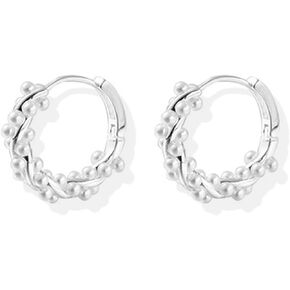 Pearl Hoop Earrings for Women Gold Twist Hoop Earrings Dainty Helix Earrings Aesthetic Earrings Jewelry Birthday Gift for Her