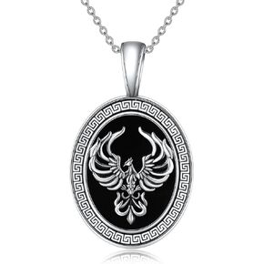 AXOMY Phoenix Necklace for Women 925 Sterling Silver Black Onyx Phoenix Pendant Necklace Phoenix Jewelry Gifts for Her