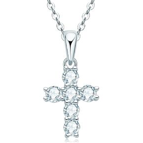 AINUOSHI Moissanite Cross Necklace, 925 Sterling Silver with 14K Gold Plating, Jewelry Box Packed…