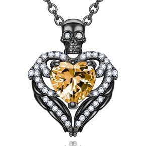 GTISKL Heart Women's Pendant Necklaces Birthstone Birthday Black Gothic Skull Jewelry Gifts for Women Girls Her Sister Christmas Valentine's Day Friends