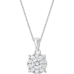 La4ve Diamonds 0.50-1.00 Carat Diamond, Sterling Silver Prong Set Round-cut Lab-Grown Diamond Cluster Pendant with Chain Necklace (J, VS-SI2) Fine Jewelry for Women| Gift Box Included