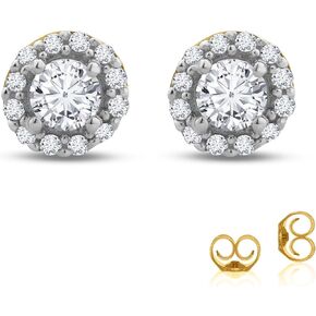 La Joya 1/2-2 CT TW Lab Grown Halo Diamond Earrings For Women and Men in 10KT Solid Gold | Scintillating Lab Created Diamond Stud Earrings for Women
