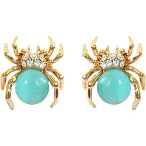 Navachi 18k Gold Plated Multi-color Crystal Created-Opal Spider Ear Stud Earrings