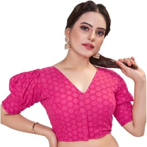 Chandrakala Valentines Day Gifts for Her, Ready to Wear Chanderi Blouses for Women (B211-P)