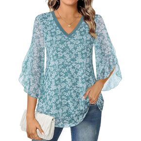 Timeson Women 3/4 Sleeve Blouses and Tops Dressy Ladies Business Casual Shirts