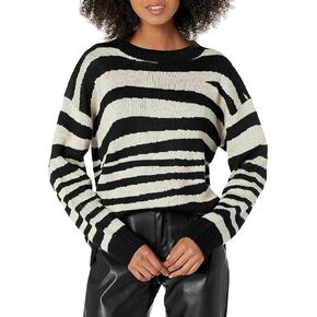 Cable Stitch Women's Zebra Print Jacquard Sweater