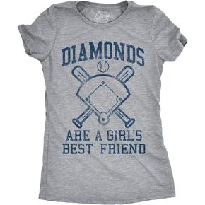 Womens Diamonds are A Girls Best Friend Tshirt Funny Cute Baseball for Ladies