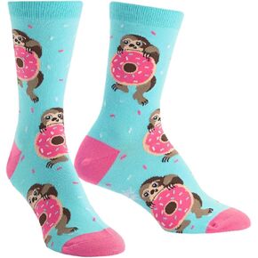 Sock It To Me Women's Snackin' Sloth Donut Crew Socks