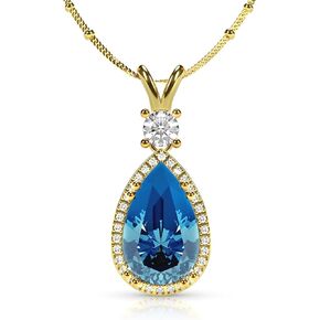 Bear's Little Fish 18K Gold Plated Sterling Silver Teardrop Necklace Gift for Women Necklace with Teardrop Pendant Birthstone Necklace Gift for Her Birthday Gift for Mother
