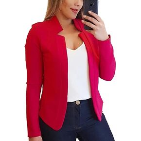 Women's Open Front Long Sleeve Business Casual Slim Work Office Blazer Jacket