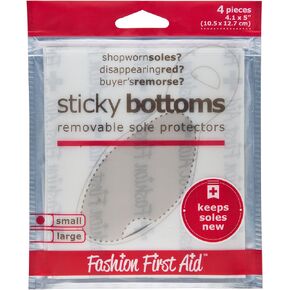 Sticky Bottoms: removable sole protectors, clear (4 pieces small: 4 x 5 inches)