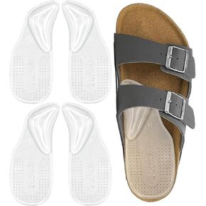 Dr.Foot Arch Support Shoe Inserts for Plantar Fasciitis Relief, Self-Adhesive Arch Pads Heel Cushion for Flats, Heel Pain, Gel Arch Insoles for Men and Women 2 Pairs (Small, Transparent)
