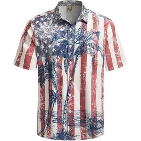 Hardaddy Men's Hawaiian Shirt Short Sleeves Coconut Printed Button Down Summer Beach Casual Shirts