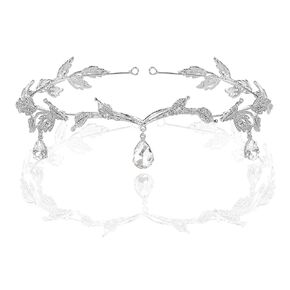 BABEYOND Crystal Leaf Wedding Diadem Headband Bridal Bridesmaid Forehead Band Rhinestone Bridal Tiara Crown (Gold)