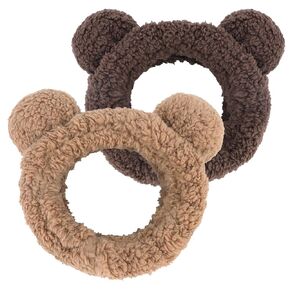WHAVEL 2PCS Spa Headband Cute Headband for Washing Face, Bear Ears Makeup Headband Kawaii Skincare Headbands Face Wash Headband Soft Facial Headband Hair Band (Coffee, Brown)
