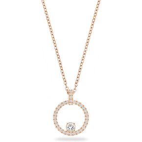 Swarovski Creativity Collection Women's Necklace, Intertwined circle Pendant with White Crystals and Rose-Gold Tone Plated Chain