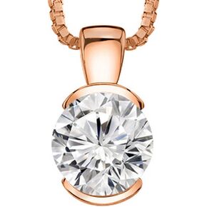 0.74 Carat 14K White Gold Round Diamond Half Bezel Solitaire Pendant Necklace I-J Color I1 Clarity