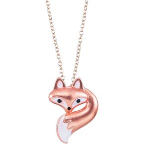 Cute Little Fox Head and Tail on 18'' Link Chain Necklace with 3'' Extension