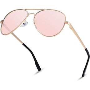 NULOOQ Small Aviator Polarized Sunglasses for Adult Small Face Women Men Juniors Teens & Kids Boys Girls Age 6-18, 52mm
