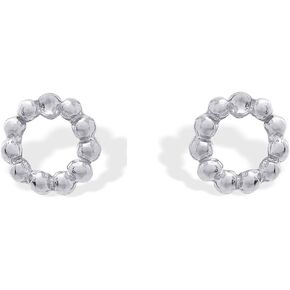 Boma Jewelry Sterling Silver Mini Beaded Open Circle Stud Earrings