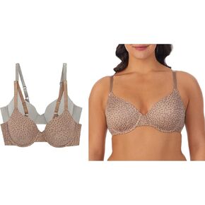 ELLEN TRACY Everyday T-Shirt Bra with Underwire - Adjustable Straps - 2-Pack Multipack