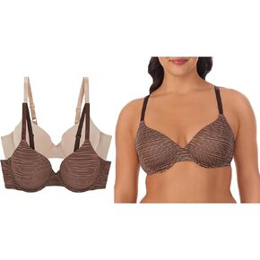 ELLEN TRACY Everyday T-Shirt Bra with Underwire - Adjustable Straps - 2-Pack Multipack