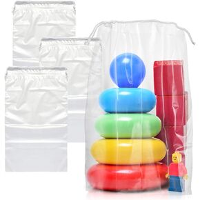 APQ Clear Drawstring Bag, 5 x 8 Inches. Pack of 100 Clear Plastic Drawstring Bags. 2 Mil Drawstring Clear Plastic Bags. Waterproof Clear Plastic Bags Drawstring for Cosmetics, Toiletries