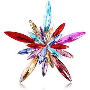 Crystal Geometry Flower Brooch Pins with Colorful Rhinestone flowers Bouquet Brooch Jewelry Accessories for Women