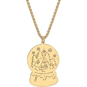 DOWAY Enamel Alloy Hat Scarf Snowman Necklace Pendant Chain Charm Jewelry for Women Girls Kids Gift